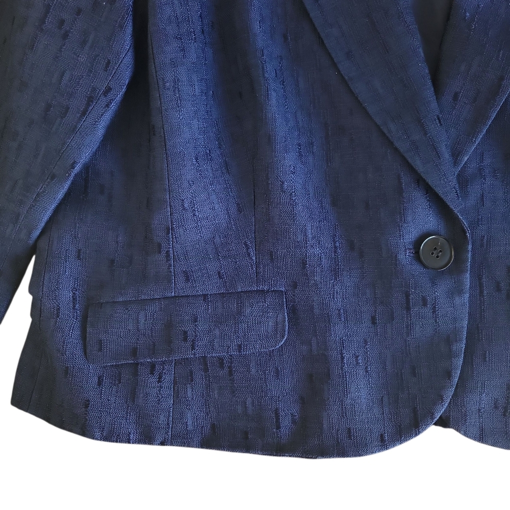 Lafayette 146 New York Blue Jacquard Wool Blend Single Button Blazer Women Sz 16 - Picture 7 of 12